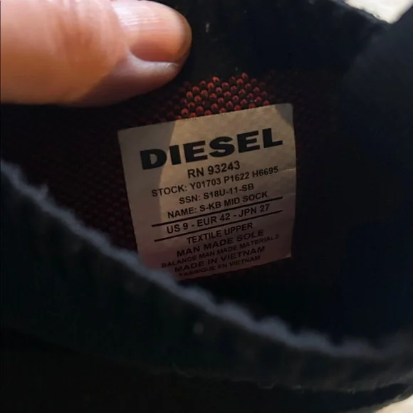 Diesel Black and Red High-Top Sneakers - was $275